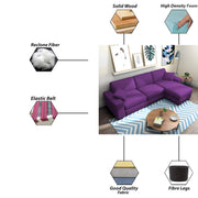 Martin 4 Seater RHS L Shape Sofa Set for Living Room (Purple Colour Fabric)