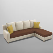 Jester 4 Seater Sofa Set with Center Table for Living Room (Cream Brown Colour) Premium Fabric Sofa