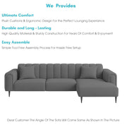 Damian RHS 4 Seater L Shape Sofa Set for Living Room (Dark Grey Colour Fabric) Premium Fabric Sofa Set for Living Room