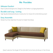 Neyami LHS 6 Seater L Shape Sofa Set for Living Room (Cream Brown) Premium Fabric Sofa Set
