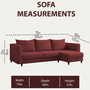 Mikasa 4 Seater RHS L Shape Sofa Set for Living Room (Maroon Fabric) Premium Fabric Sofa Set for Living Room