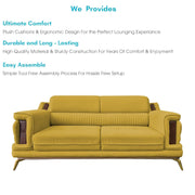 Falconar 3 Seater Sofa Set for Living Room (Yellow Fabric) Premium Fabric Sofa