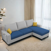 Casaliving Porto RHS 4 Seater L Shape Sofa Set for Living Room (Black Fabric) Premium Velvet Fabric Sofa Set - Black