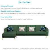 Falco LHS 6 Seater L Shape Sofa Set for Living Room (Green Fabric) Premium Fabric Sofa