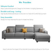 Orion RHS 6 Seater L Shape Sofa Set for Living Room (Grey Colour) Premium Fabric Sofa