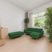 Ashton RHS 4 Seater L Shape Sofa Set with Center Table for Living Room (Green Fabric) Premium Fabric Sofa