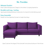 Mikasa 4 Seater LHS L Shape Sofa Set for Living Room (Purple Fabric) Premium Fabric Sofa Set for Living Room