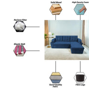 Grance LHS 4 Seater Corner Sofa Cum Bed for Living Room (Black Fabric) Premium Fabric Sofa