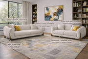 Elora Modern Premium Boucle Fabric Sofa, Upholstered 3+2 Seater Sofa Set for Living Room, (Beige Colour) Premium Boucle Fabric Sofa