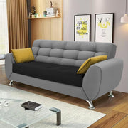 Leadown 3 Seater Sofa for Living Room (Black Grey) Premium Fabric Sofa