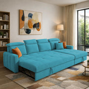 Casaliving Gagnon LHS 4 Seater L Shape Corner Sofa Cum Bed for Living Room with Storage (Black Fabric) Premium Fabric Sofa Cum Bed