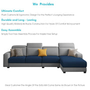 Orion RHS 6 Seater L Shape Sofa Set for Living Room (Blue Grey Colour) Premium Fabric Sofa