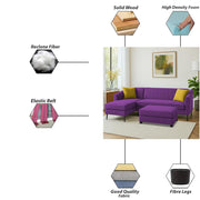 Neyami LHS 4 Seater with Ottoman L Shape Sofa Set for Living Room (Purple) Premium Fabric Sofa Set