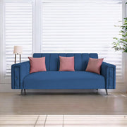Casaliving Froster 3 Seater Sofa Set for Living Room (Blue Fabric) Premium Fabric Sofa
