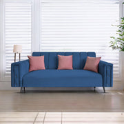 Casaliving Froster 3 Seater Sofa Set for Living Room (Blue Fabric) Premium Fabric Sofa