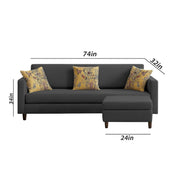 Casaliving Premium Lifestyle Fabric 4 Seater L Shape Sofa Set 3 Seater Modern Sofa Set & Ottoman for Living Room (Black Color)