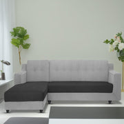 Fracher LHS 4 Seater L Shape Sofa Set for Living Room (Black Grey Fabric) Premium Fabric Sofa