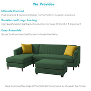 Neyami LHS 4 Seater with Ottoman L Shape Sofa Set for Living Room (Green) Premium Fabric Sofa Set