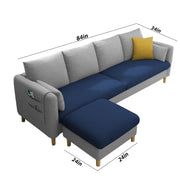 Robben 3 Seater Sofa Set with Center Table for Living Room (Blue Grey Colour) Premium Fabric Sofa