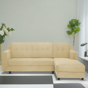 Fracher RHS 4 Seater L Shape Sofa Set for Living Room (Cream Fabric) Premium Fabric Sofa