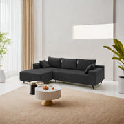 Casaliving Crystal 4 Seater RHS L Shape Sofa Set for Living Room (Black Fabric) Premium Fabric Sofa