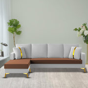 Casaliving Mandis LHS 4 Seater L Shape Sofa Set for Living Room (Black Fabric) Premium Fabric Sofa