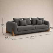Casaliving Elora Modern Premium Boucle Fabric Sofa, Upholstered 3+1 Seater with Ottoman Sofa Set for Living Room, (Black Colour) Premium Boucle Fabric Sofa
