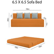 Marcus 3 Seater Sofa Cum Bed with 3 Cushions for Living Room (Black Fabric) Premium Fabric Sofa Set 6.5 X 6.5 Feet