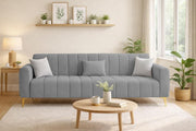 Velour Modern Velvet Sofa, Tufted Design Upholstered 3 Seater Sofa Set for Living Room, (Black Colour) Premium Velvet Fabric Sofa