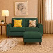 Casaliving Nancy 2 Seater with Ottoman Sofa Set for Living Room (Black Colour) Premium Fabric Sofa Set