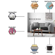 Doraldo 2 Seater Sofa Set for Living Room (Black Colour Fabric) Premium Fabric Sofa for Living Room