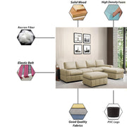 Rone 6 Seater L-Shaped & U-Shaped Sofas Set for Living Room – (Cream Colour Fabric) Premium Comfort Sofa
