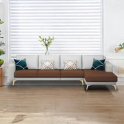 Falco RHS 6 Seater L Shape Sofa Set for Living Room (Brown Grey Fabric) Premium Fabric Sofa