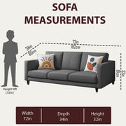 Casaliving Mikasa 3 Seater Sofa Set for Living Room (Black Colour Fabric) Premium Fabric Sofa