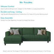 Oslo 4 Seater LHS L Shape Sofa Set for Living Room (Green Fabric) Premium Fabric Sofa Set for Living Room