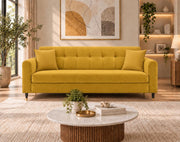Casaliving Exora Modern Velvet Fabric Upholstered 3 Seater Sofa Set for Living Room, Premium Velvet Fabric Sofa (Black Colour)