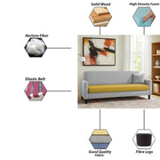 Premium Valkyrie 3 Seater Sofa Set 3 Seater Modern Sofa Set for Living Room (Yellow Grey Color Fabric)