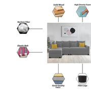 Inclair LHS 6 Seater L Shape Sofa Set for Living Room (Dark Grey Fabric) Premium Fabric Sofa