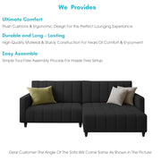 Netlie 4 Seater RHS L Shape Sofa Set for Living Room (Black Fabric) Premium Fabric Sofa Set for Living Room