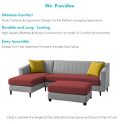 Neyami LHS 4 Seater with Ottoman L Shape Sofa Set for Living Room (Maroon Grey) Premium Fabric Sofa Set