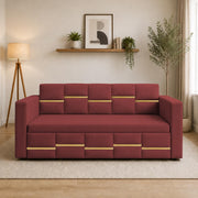 Casaliving Mordo 3 Seater Sofa Cum Bed for Living Room (Black Fabric) Premium Fabric Sofa Set