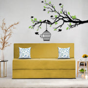 Mapron 1 Seater Sofa Cum Bed with 1 Cushions for Living Room (Black Fabric) Premium Fabric Sofa 2.5x6 Feet