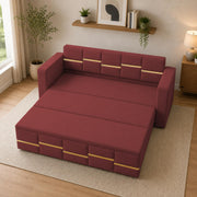 Casaliving Mordo 3 Seater Sofa Cum Bed for Living Room (Black Fabric) Premium Fabric Sofa Set