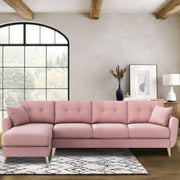 Lizel LHS 6 Seater L Shape Sofa Set for Living Room (Pink Fabric) Premium Velvet Fabric Sofa