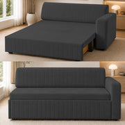 Casaliving Rion 6 Seater L Shape Corner Sofa Cum Bed for Living Room (Black Fabric) Premium Fabric Sofa Cum Bed