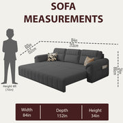 Alicia 3 Seater Sofa Cum Bed for Living Room (Dark Grey Fabric) Premium Fabric Sofa