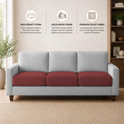 Casaliving Gladino Modern Velvet Fabric Sofa, Tufted Design Upholstered 3 Seater Sofa Set for Living Room, Premium Velvet Fabric Sofa (Black)