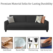 Kaven 3 Seater Sofa Set for Living Room (Black Colour Fabric) Premium Fabric Sofa