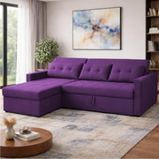 Casaliving Treshta 4 Seater LHS L - Shape Pull-Out Sofa Cum Bed with Storage Sofa for Living Room (Brown Fabric Color) Premium Fabric Sofa Set for Living Room Sofa Cum Bed
