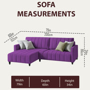 Netlie 4 Seater LHS L Shape Sofa Set for Living Room (Purple Fabric) Premium Fabric Sofa Set for Living Room
